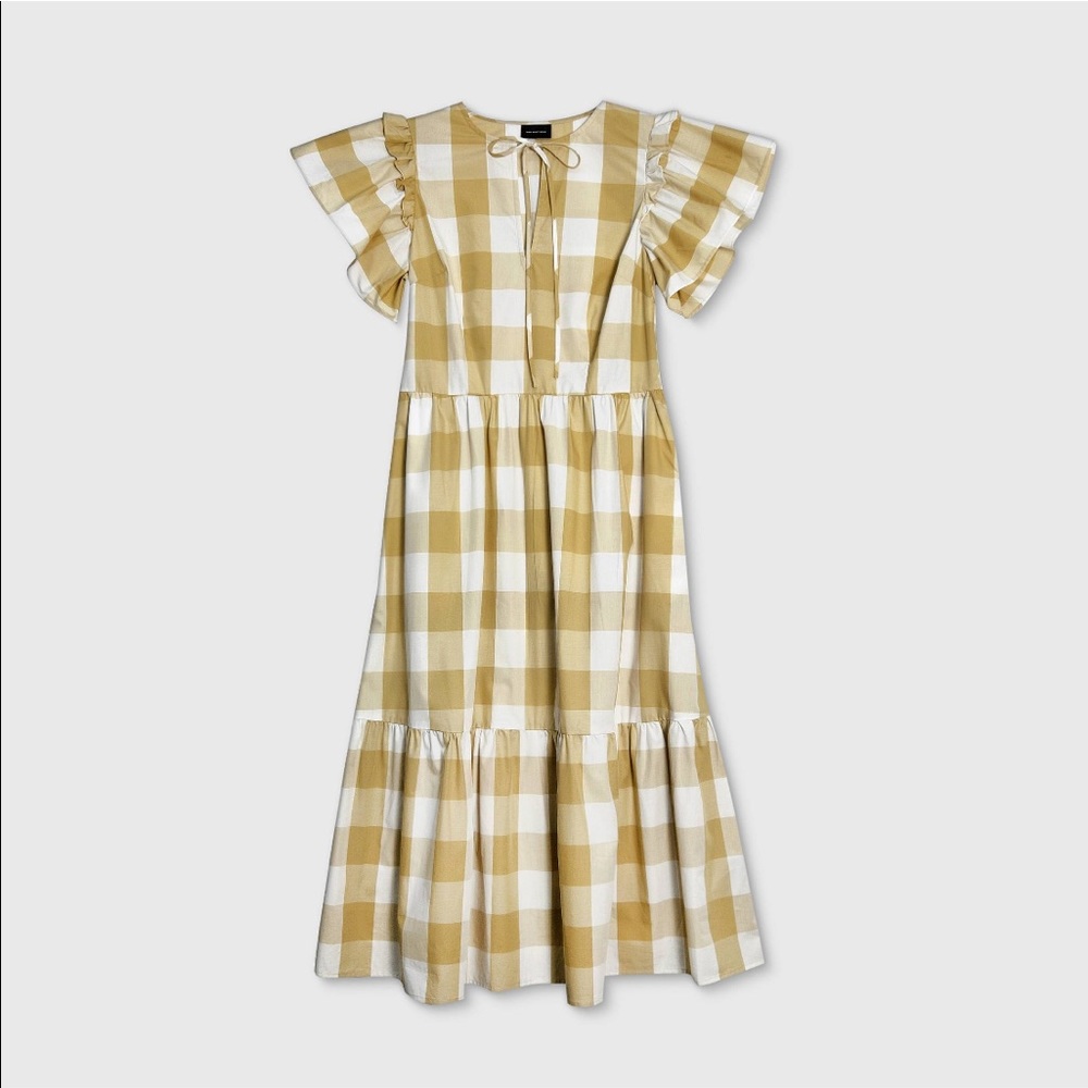 Plaid Short Sleeve Bell Dress